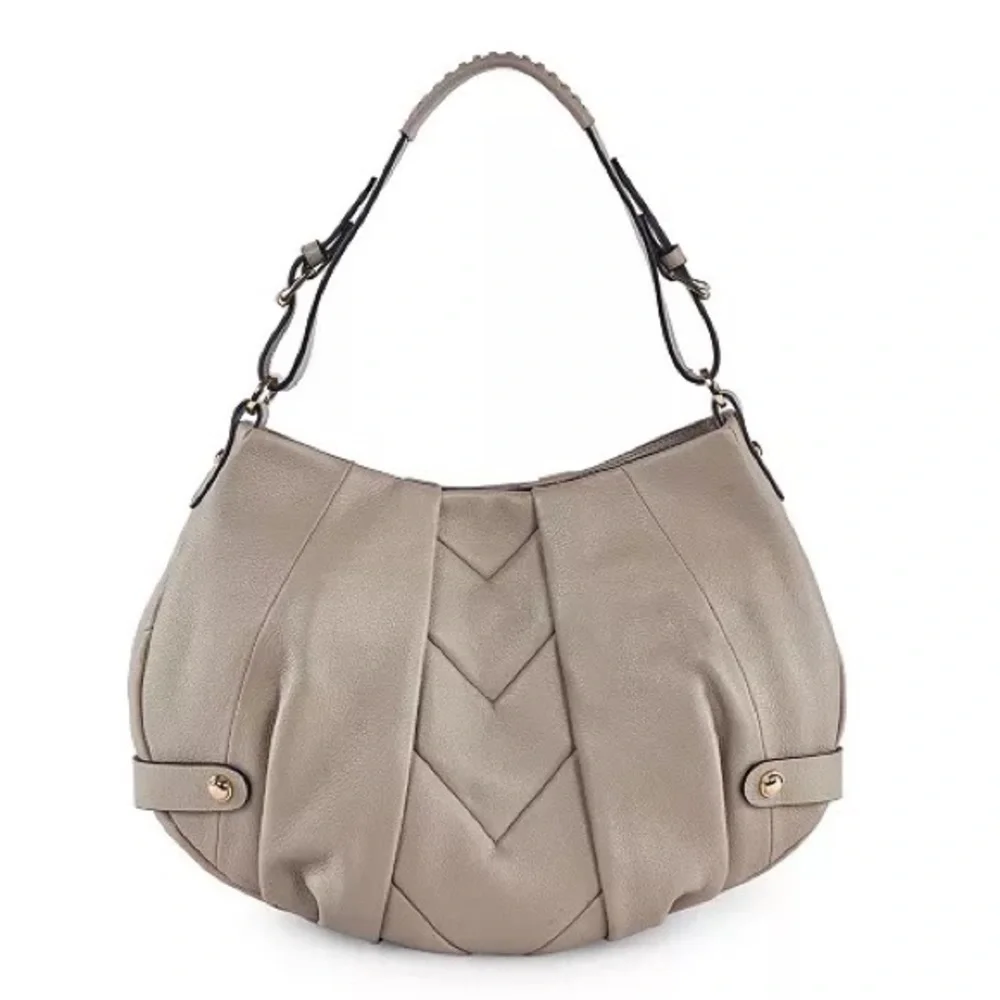 LODIS Women's Majestic Grey Leather Hobo Side Pockets Bag Shoulder Bag